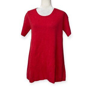 Uniqlo Women's 100% Pure Wool Short Sleeve Knit Dress Tunic Red Size Medium